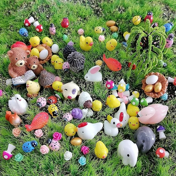 101 Pieces Miniature Animals,Fairy Garden Accessories,Miniature Toy Animals Ornament Kits Set for DIY,Fairy Garden House,DIY Terrarium,Flower Pots Ornaments,Craft Decor …