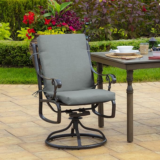 Arden 4-Pack Outdoor Patio Dining Chair Cushion, 20x44, Rain-Proof Seat Pad, Fade-Resistant Outdoor Cushion Stone Grey Leala