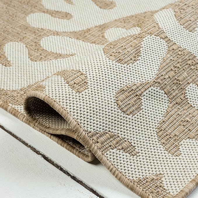 LR Home 5x7 Indoor/Outdoor Area Rug for Home Decor | Floral Carpet Suitable for Living Room, Bedroom, Playroom, Patio, Garden | Nautical Farmhouse Rug | Ivory/Beige