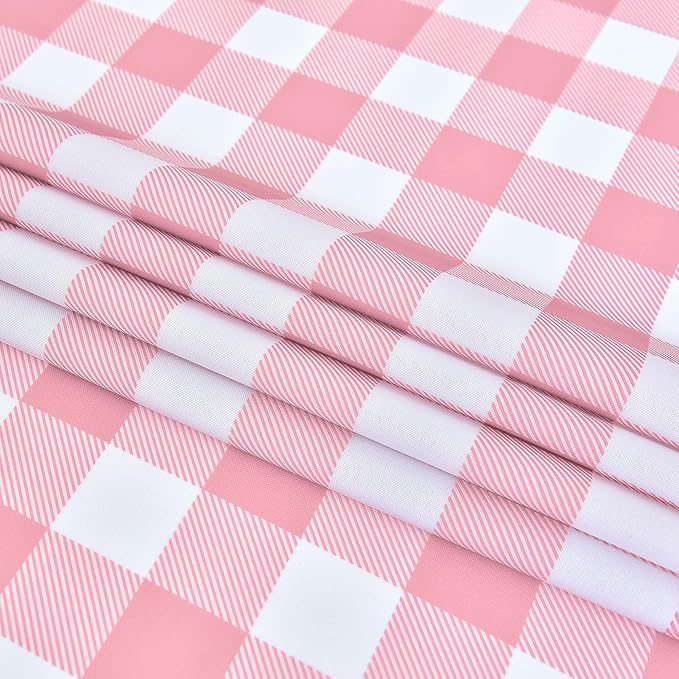 Waterproof Plaid Tablecloth Fabric - Round 90 Inch Classic Gingham Checker Table Cloth for Indoor/Outdoor Use - Buffalo Table Cover for Picnics, BBQs, and Parties