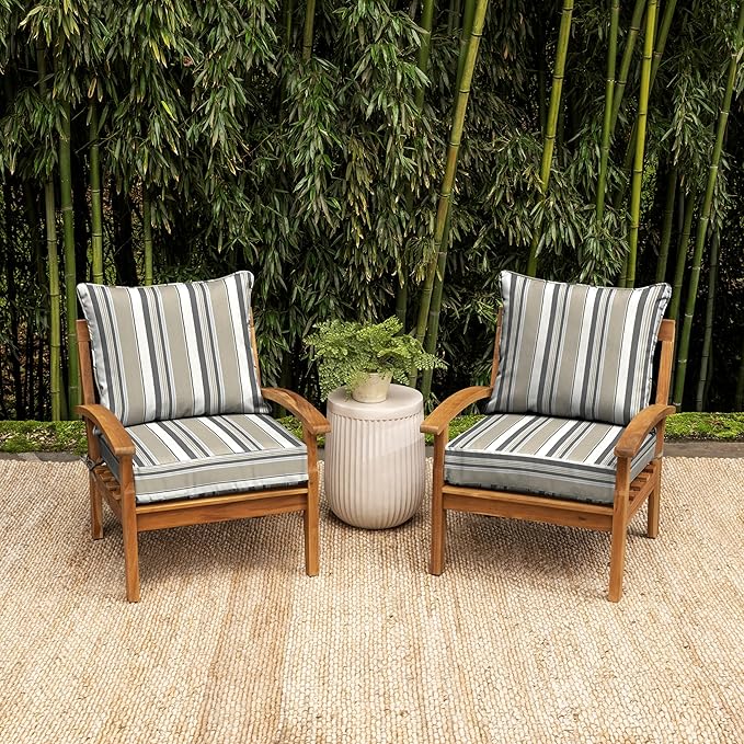 Arden earthFIBER Outdoor Foam Deep Seat Cushion Set, 24 in x 24 in, Weather-Proof, Rain-Proof, Fade Resistant Patio Cushion, Bottom and Back Cushion for Chair, Sofa, and Couch Taupe Grey Boardwalk
