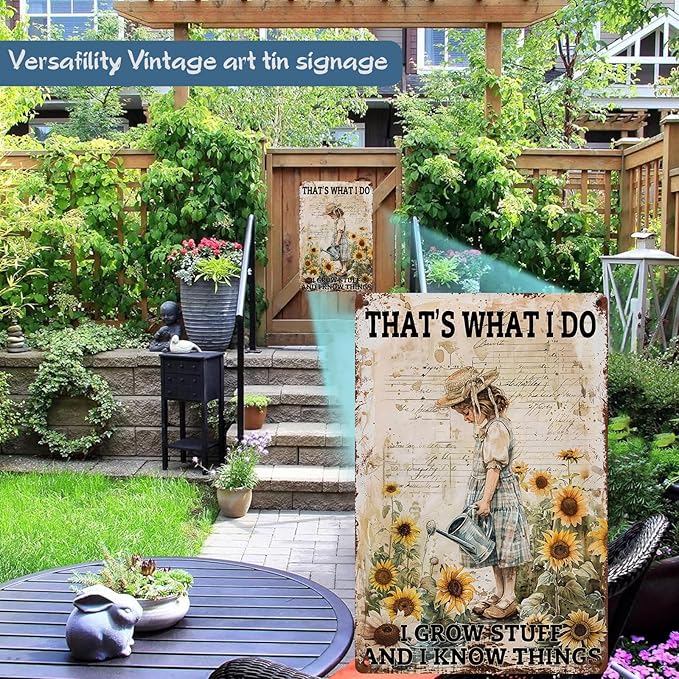 Garden Metal Sign Gardening Sign Inspirational Quotes Vintage Metal Tin Sign Wall Art Decor For Home Backyard Garden Club Flower Shop Decor 8 x 12 Inch