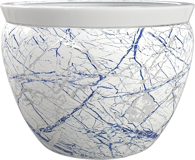 Oriental Furniture 16" Abstract Blue & Silver Fishbowl