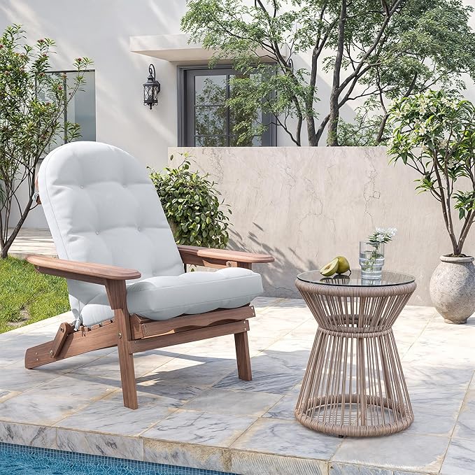 Amopatio Adirondack Chair Cushions 4" Thick Set [2-Pack] - Outdoor Cushions for Patio Furniture, Contoured Design with Anti-Slip Straps & Water-Resistant Fabric for Adirondack Chairs, Light Gray