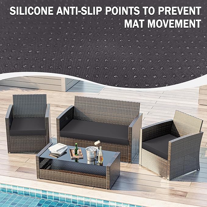 3 Pack Outdoor Replacement Cushions,36L x 18W x 3H,18L x 18W x 3H inch, High-Elastic Replacement Sponge for 4-Seater Water-Resistant Patio/Sofa with Removable Covers (Grey)