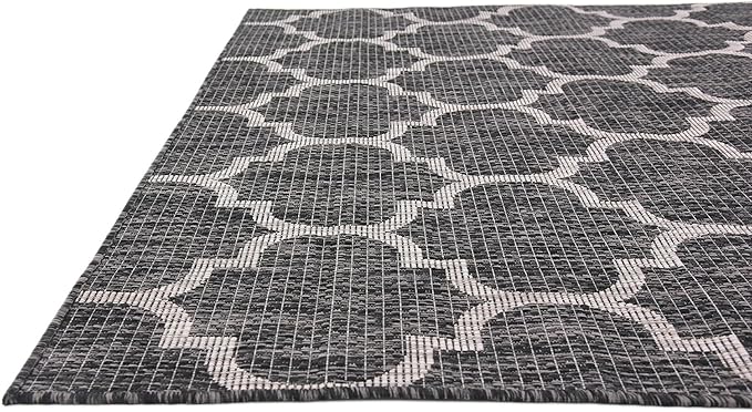 Unique Loom Outdoor Trellis Collection Area Rug (5' 1" x 8' Rectangle, Black/ Ivory)