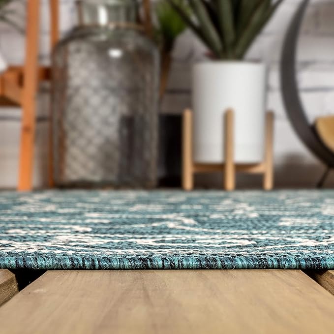 JONATHAN Y Vintage Filigree Indoor Outdoor Area Rug 6X9 Teal/Gray, Charleston Textured Weave for Backyard, Patio, Porch, Easy-Cleaning, High Traffic, Pet-Friendly, Non-Shedding (SMB106F-6)
