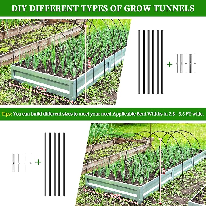 Plant Covers Freeze Protection Kit, 10 x 30 FT 1.23 Oz/yd² Frost Blanket Garden Hoops Kit for Winter, 36 Hoop, Reusable Greenhouse Bed Covers Tunnel, Snow Pest Protection for Outdoor Plant Raised Bed