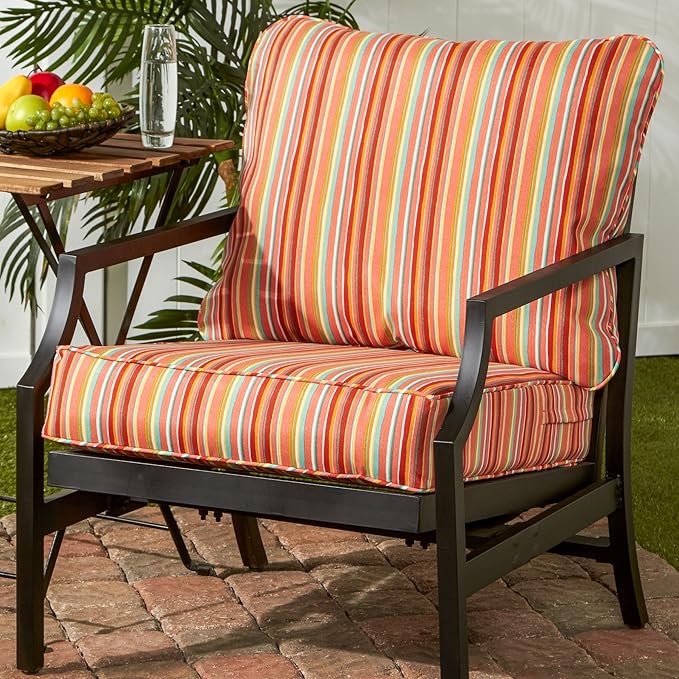 Greendale Home Fashions 2-Piece Outdoor Deep Seat Cushion Set, Watermelon Stripe
