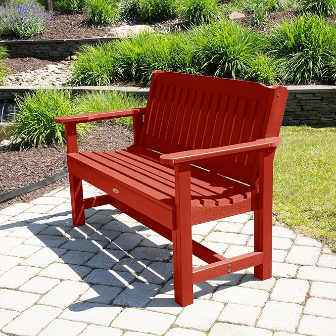 Sequoia Professional Commercial Grade Exeter Garden Bench, 4ft, Rustic Red