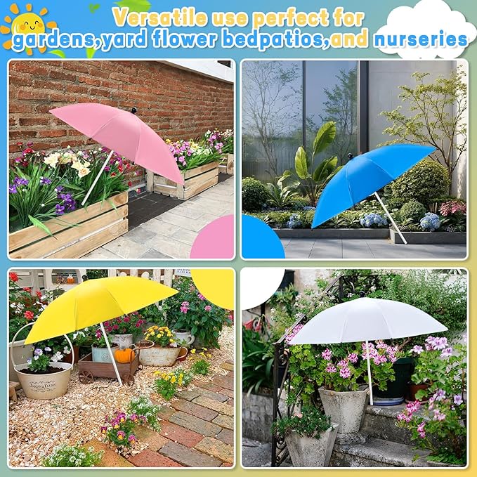 LUYI 2/4 Pcs Plant Umbrellas for Outdoor Plants, Garden Umbrella Shade for Potted Plants and Garden Beds