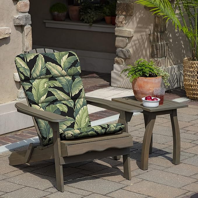 Arden Outdoor Adirondack or Rocking Chair Cushion, 20 x 17, Rain-Proof, Fade Resistant Onyx Cebu
