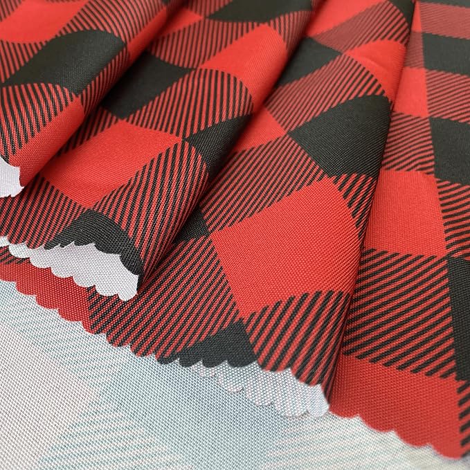 Waterproof Plaid Tablecloth Fabric - Round 120 Inch Classic Gingham Checker Table Cloth for Indoor/Outdoor Use - Buffalo Table Cover for Picnics, BBQs, and Parties