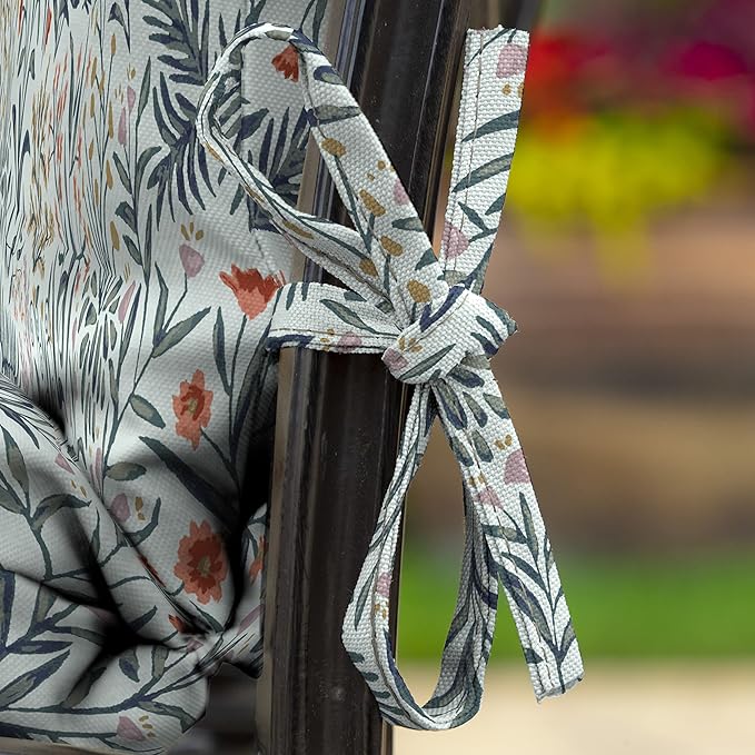 Arden Outdoor Dining Chair Cushion, 20 in x 44 in (Seat: 20x20, Back: 20x24), Weather-Proof, Rain-Proof, Fade Resistant Patio Cushion for Patio, Dining, or Rocking Chairs Pistachio Botanical