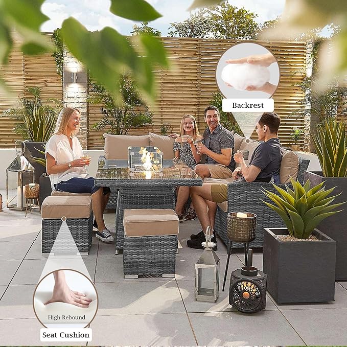 Outdoor Sectional Cushions, 4" Foam High-Density, Water-Resistant Couch Cushions Replacement Set, 14 Piece Patio Sectional Cushion for 6-Seat Sectional Patio Conversation Sets (Beige)