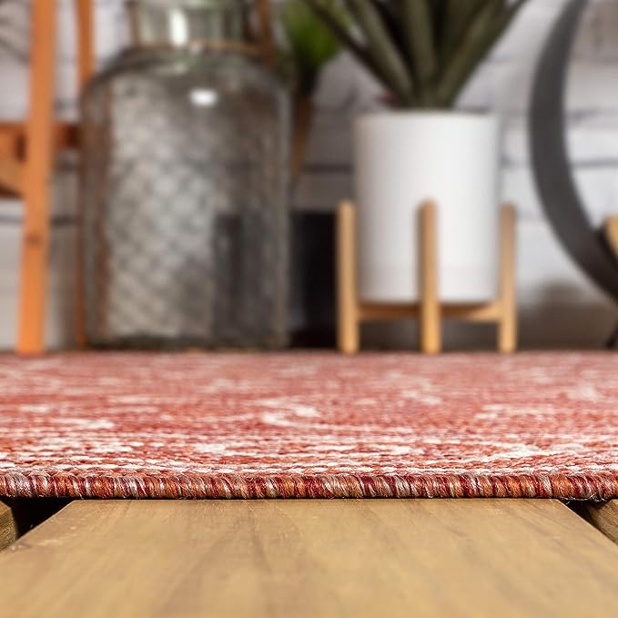 JONATHAN Y Vintage Filigree Indoor Outdoor Runner Rug 2X10 Red/Beige, Charleston Textured Weave for Backyard, Patio, Porch, Easy-Cleaning, High Traffic, Pet-Friendly, Non-Shedding (SMB106B-210)