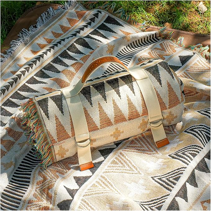 2 in 1 Extra Large Boho Beach Blanket Towel Giant Woven Outdoor Picnic Mat Camping Gear Cruise Essential 2025 Summer Vacation Must Have Airplane Travel Accessories Costa Rica Bahamas Hawaii Trip Stuff
