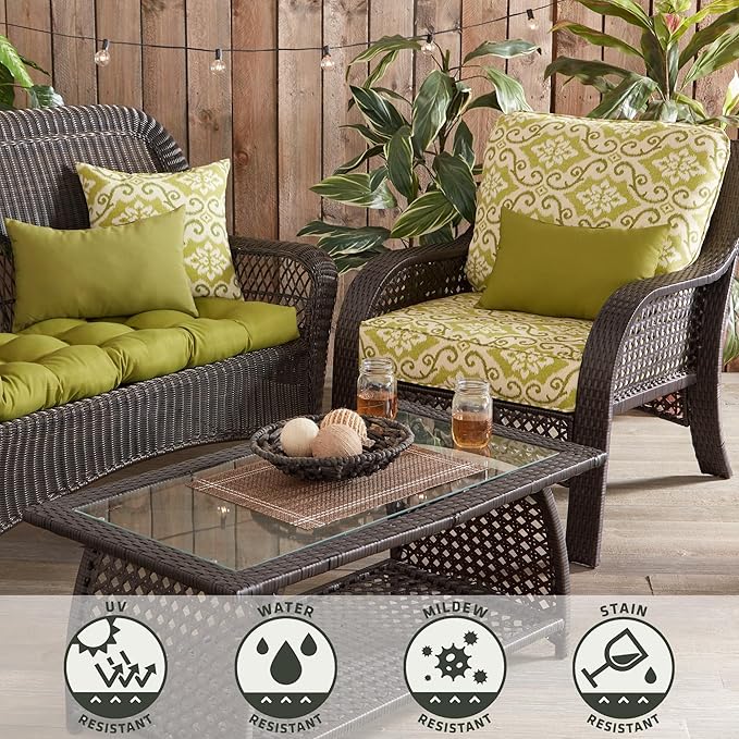 Greendale Home Fashions 2-Piece Outdoor Deep Seat Cushion Set, Avocado