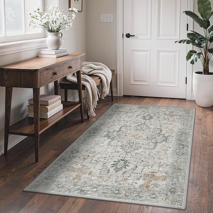 GENIMO Outdoor & Indoor Area Rug 3'x 5', Waterproof, Non-Shedding, Easy Cleaning, Boho Mat for Patio, Living Room, Balcony, Dining Room, RV, Deck, Bedroom, Camping, Outside Carpet,Light Grey Brown