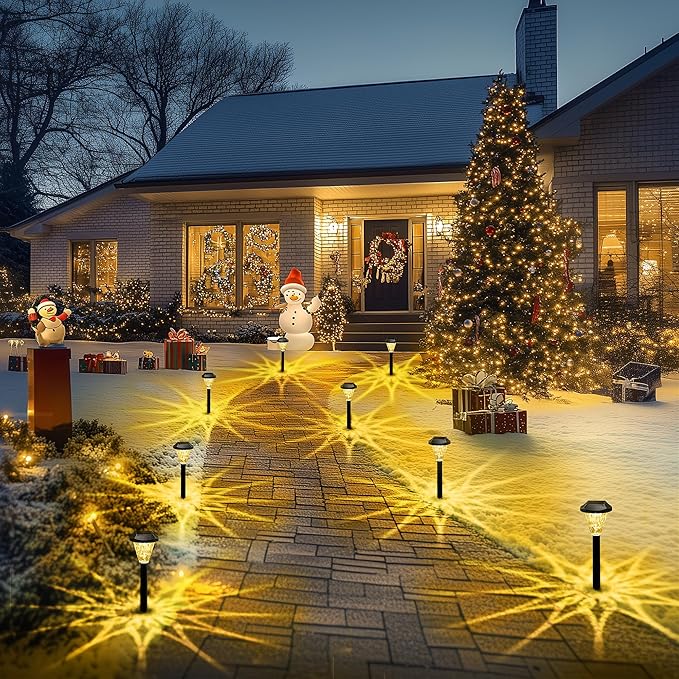 GIGALUMI 16 Pack Solar Lights Outdoor Waterproof, Outdoor Solar Lights for Yard, Solar Garden Lights, Yard Decorations Outdoor for Pathway, Patio, Garden, Driveway, Lawn, and Landscape(Warm White)