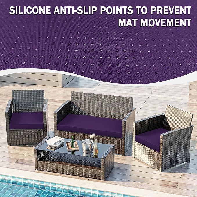 3 Pack Outdoor Replacement Cushions,36L x 18W x 3H,18L x 18W x 3H inch, High-Elastic Replacement Sponge for 4-Seater Water-Resistant Patio/Sofa with Removable Covers (Purple)