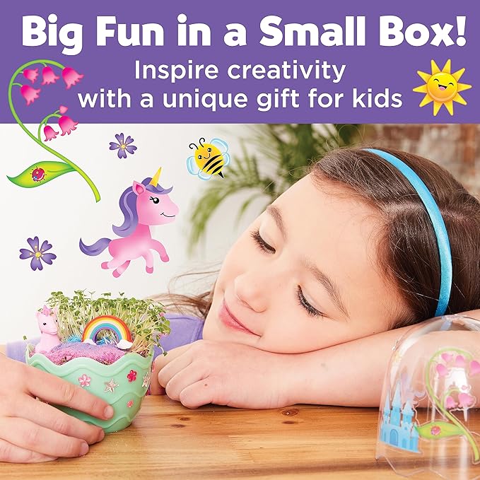 Creativity for Kids Mini Garden: Magical Unicorn Terrarium Kit - Unicorn Gifts for Girls, Kids Craft and Toy, Unique Easter Basket Stuffers (Ages 6+)