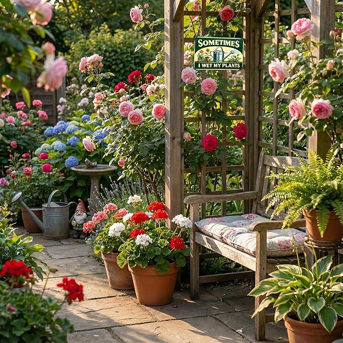 Funnysign Garden Gifts Sometimes I Wet My Plants Vintage Gardening Tin Sign for Home Garden Patio Greenhouse Yard Decor 8 X 12 Inch (3840)