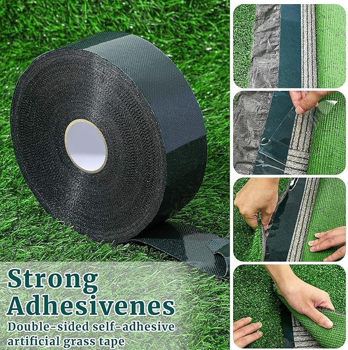 1 Roll 2 in x 65.6 ft Double Sided Turf Tape for Artificial Grass Rug Self Adhesive Artificial Turf Tape for Lawn Garden Carpet Connecting Outdoor Carpet
