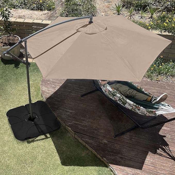 10 Ft Offset Cantilever Patio Umbrella - Fade-Resistant Shade Umbrella Outdoor Patio Canopy with Cross Base for Garden, Lawn, Deck, Yard or Pool by Pure Garden (Sand)