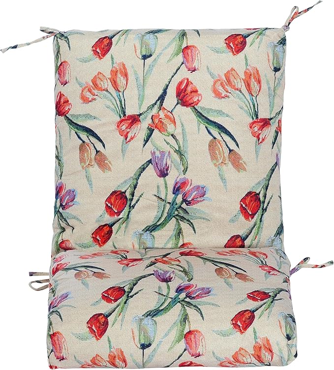 Set of 2 Outdoor Dining Chair Cushions, Patio Seating Cushions, 38x18x4.5 inch, for Garden Patio Furniture (Tulip)