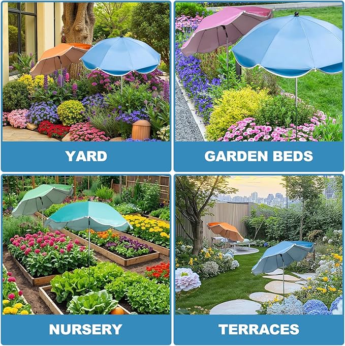 5 Pcs Plant Umbrellas with Adjustable Angle, 23.6 Inch Sun Shade Cover for Outdoor Potted Plants, Garden Beds & Patio Flowers, UV Protection & Easy Setup