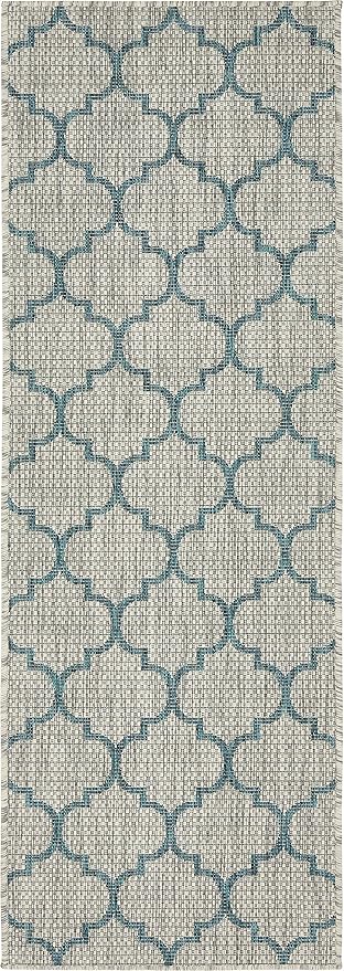 Unique Loom Outdoor Trellis Collection Area Rug (2' x 6' 1" Runner, Gray/ Ivory)