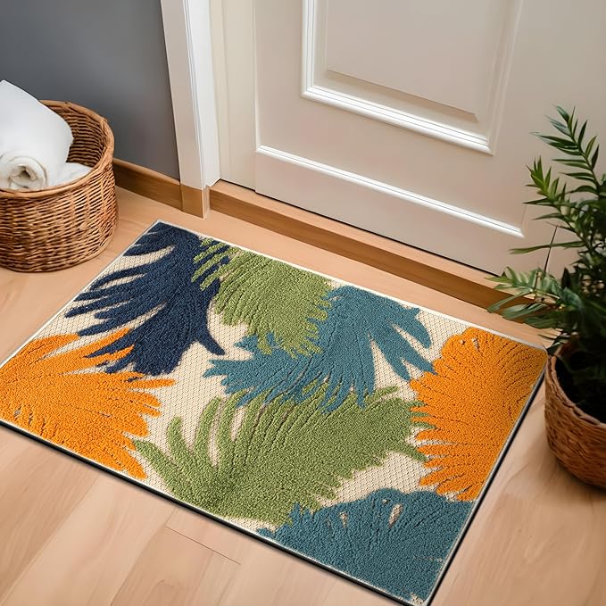 Rugshop Multi Lucca Contemporary Floral Indoor/Outdoor Runner Rug Durable Polypropylene, Weather Resistant, Easy Maintenance, Perfect for Patio, Backyard, Deck,Outdoor Lounge, Entryway,2'7" x 4'