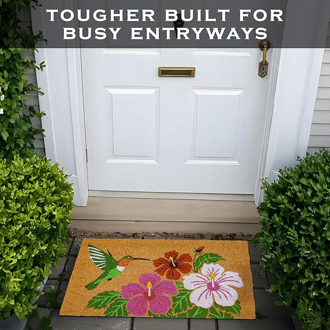 MAINEVENT Hummingbird Door Mat 30x17 Inch, Garden Hummingbird Doormat for Covered Outdoor Area, Bird Welcome Mat, Outdoor Spring Decor, Summer Front Door Mat