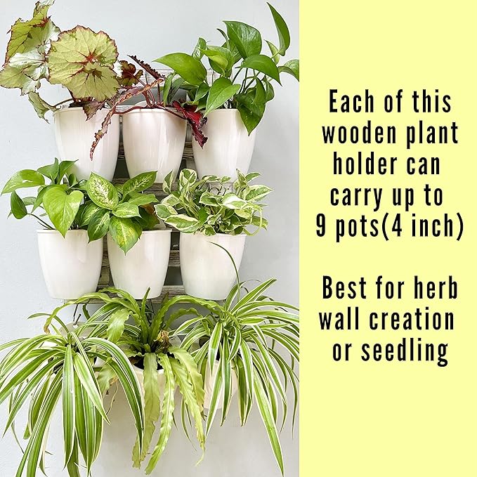 ShopLaLa Wooden Wall Planters - 2 Pack Wall Hanging Planters for Indoor Plants, White Rustic Wood Wall Mounted Flower Pot Holder Vertical Succulent Orchid Airplant Frame Display 15.7" (40cm)