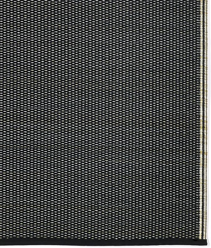 Fab Habitat Striped Neutral Outdoor Rug - Waterproof, Fade Resistant, Crease-Free, Reversible - Premium Recycled Plastic - Patio Porch Balcony Deck - Cancun Shadow SandBlack - 8x10 ft