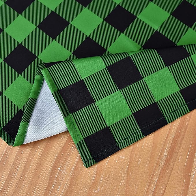Waterproof Checkered Tablecloth Fabric - Rectangle 58x84 Inch Green St Patricks Day Table Cloth for Indoor/Outdoor Use - Irish Table Cover for Christmas, BBQs, and Parties
