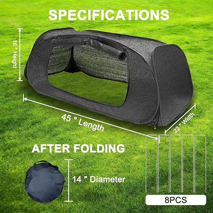 Garden Cover for Raised Beds 45“ x 22” x 16" Pop-Up Mesh Plant Garden Bed Cover For Vegetables, Seedlings, Fruits, Frost Protection, Outdoor Gardening Bird and Animal Barrier Greenhouse Cover