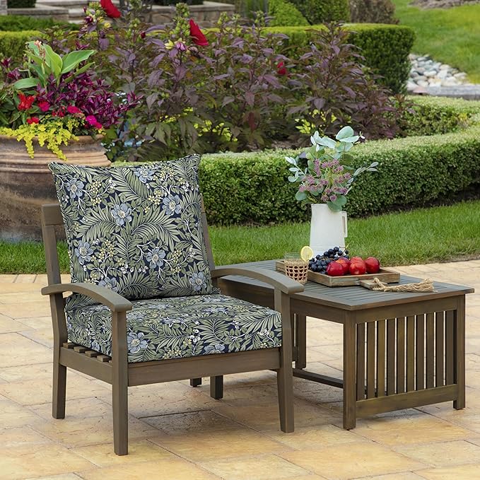 Arden Outdoor Deep Seat Cushion Set, 24 in x 24 in, Patio Cushion for Chair, Sofa, and Couch, Sapphire Morrison Floral