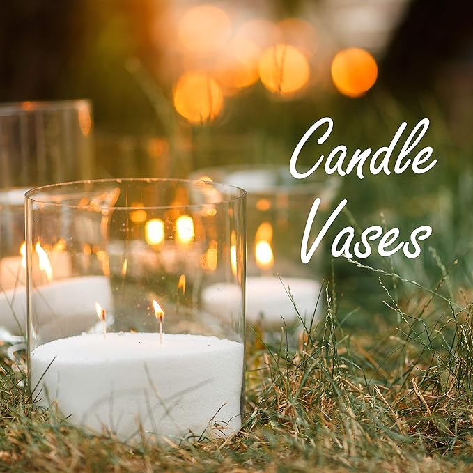 CYS Excel Glass Cylinder Flower Vase (H:8" D:8") Flower Vase Centerpieces Hurricane Floating Pillar Candle Holder Terrarium Planter
