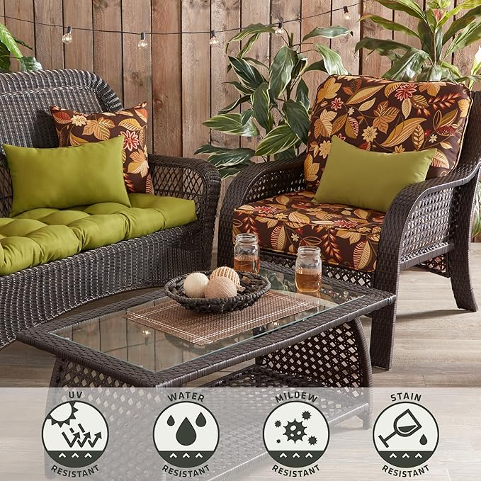 Greendale Home Fashions 2-Piece Outdoor Deep Seat Cushion Set, Russet