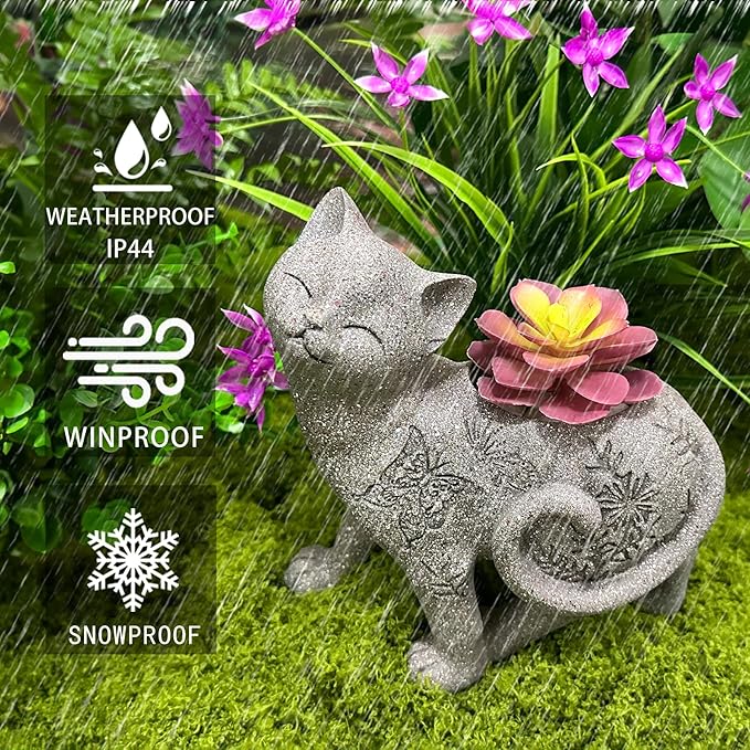 7.9" Cat Succulent Planter Holder Figurine, Flower Pot Statue, Decorative Modern Indoor & Outdoor Cat Planter Pot Sculpture, Garden Animal Flower Pot, Funny Planters for Indoor Plants