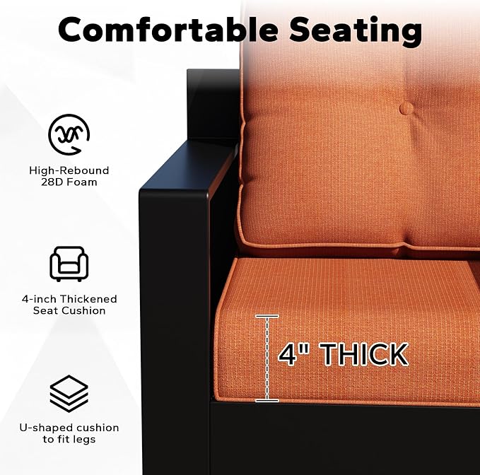 Joyside Outdoor Chair Cushions Set, 22x25/22x24 Inch Patio Furniture Deep Seat Cushions, Water Resistant & Thick Cushion, Outdoor Replacement Cushions for Seat and Sofa