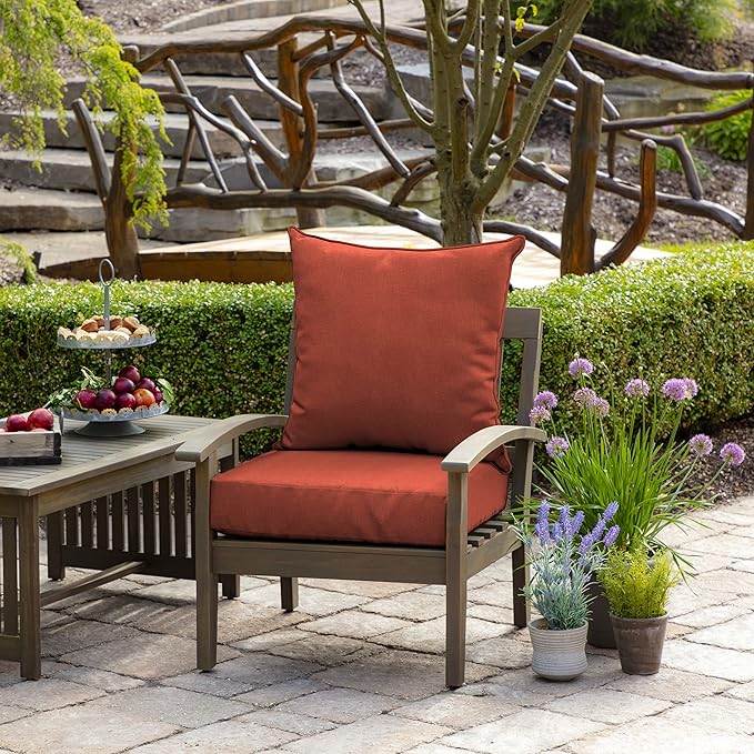 Arden Olefin Outdoor Foam Deep Seat Cushion Set, 24 in x 24 in, Weather-Proof, Rain-Proof, Fade Resistant Patio Cushion, Deep Seat Bottom and Back Cushion for Chair, Sofa, and Couch Sedona Woven