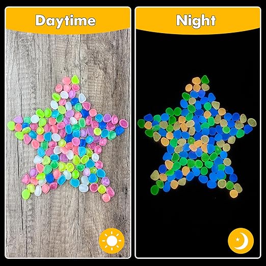 Glow in The Dark Rocks Outdoor Garden Pebbles Stones, 1.2Lbs Fish Tank Glow Rocks Resin Glowing Pebbles for Garden/Aquarium/Planter/Walkway/Driveway,Multi