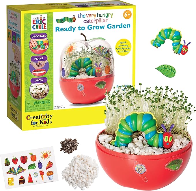 Creativity for Kids The Very Hungry Caterpillar: Ready to Grow Garden - Science Terrarium Kit Inspired from The World of Eric Carle Books, Learning & Education Gifts for Kids (Ages 6+)
