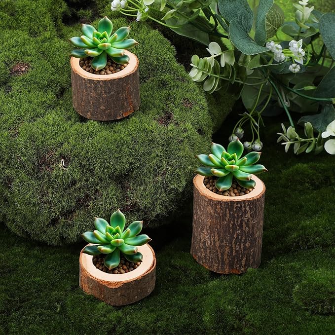 24PCS Wooden Tealight Candle Holder Set, Rustic Wood Tealight Holder with Natural Bark for Wedding Party Home Decor, 3 Sizes (1.6"/ 4cm Inner Diameter)