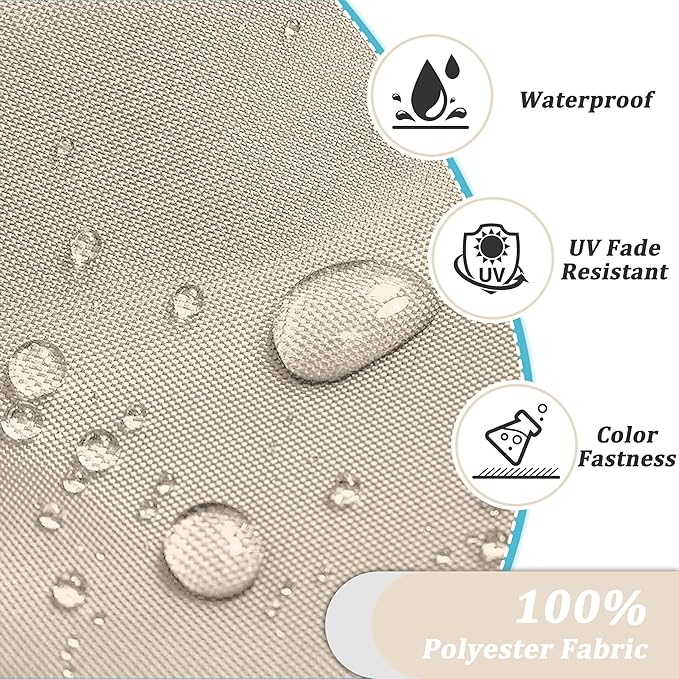 14-Piece Outdoor Cushions for Patio Furniture Thick Outdoor Chair Cushions 5" Foam High-Density Water-Resistant Deep Seat Cushion for 6-Seat Sectional Sets Liner&Cover Cream