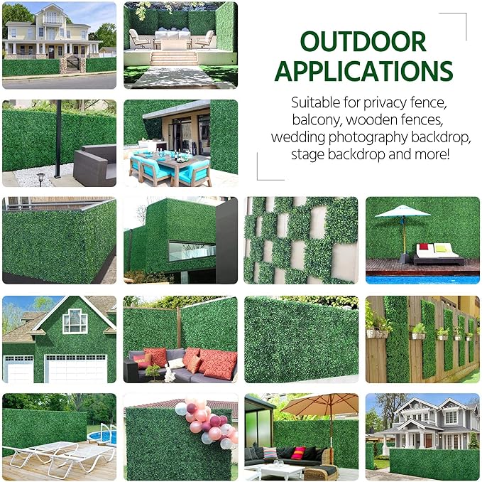Yaheetech Grass Wall Panels 12PCS 20x20 Artificial Boxwood Panels, Topiary Hedge Plant, Privacy Hedge Screen, UV Protected Decor Faux Greenery Wall for Outdoor & Indoor Garden Fence Backyard, Green