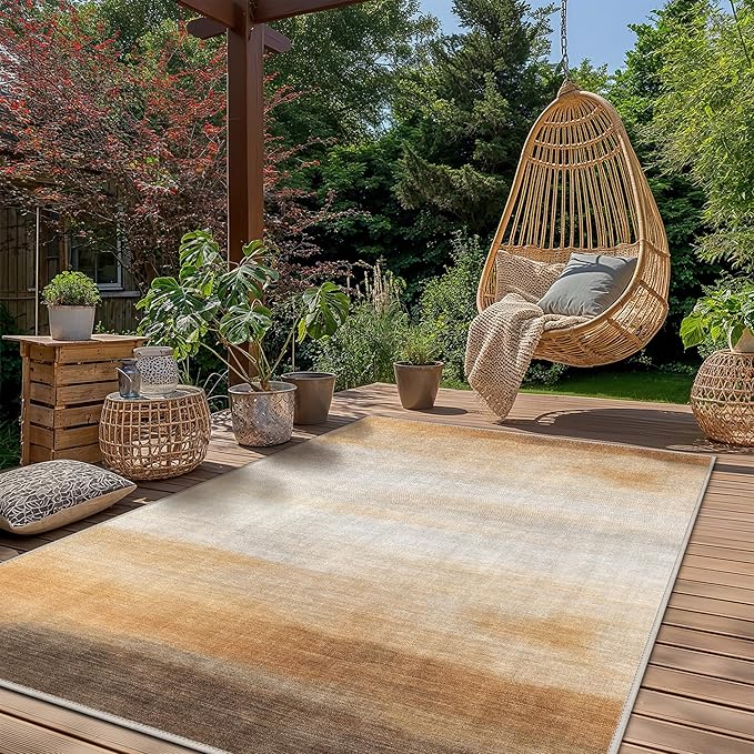 GENIMO 4'x 6'Outdoor & Indoor Area Rug, Waterproof, Non-Shedding, Easy Cleaning, Abstract Front Door Mat for Patio, Entryway, Porch, Living Room, Bedroom, Bathroom, Outside Carpet